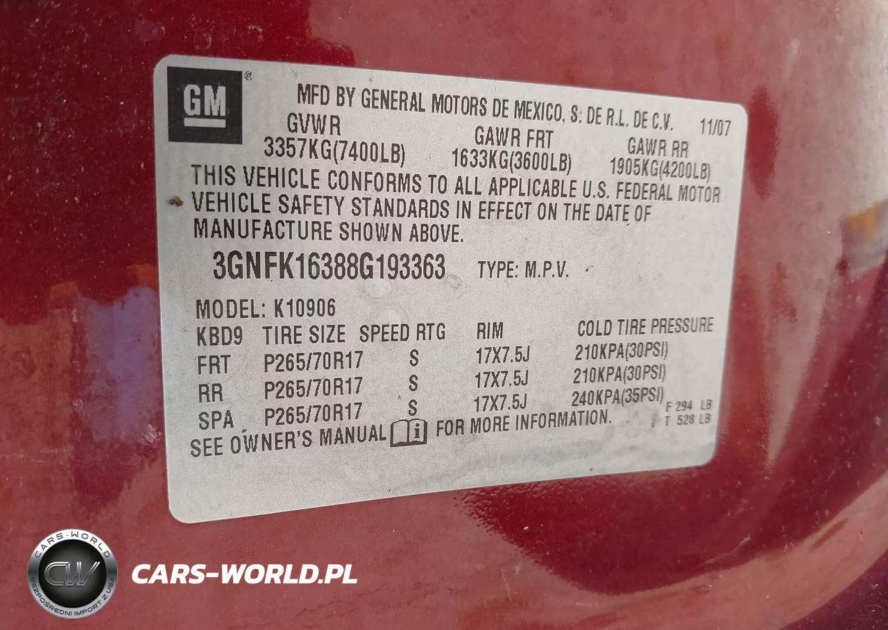 2008 Chevrolet Suburban 1500 Lt VIN:3GNFK16388G193363 - 9