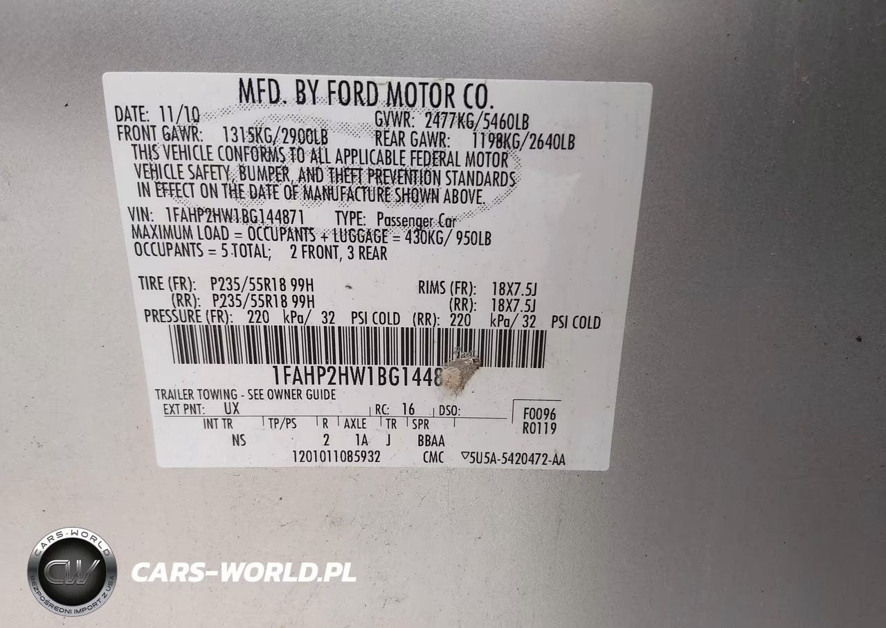 2011 Ford Taurus Sel VIN:1FAHP2HW1BG144871 - 9