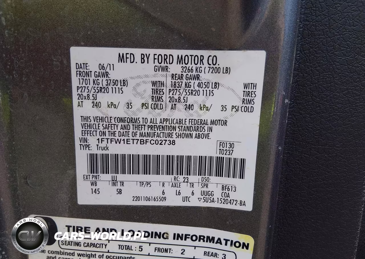 2011 Ford F-150 Fx4 VIN:1FTFW1ET7BFC02738 - 9
