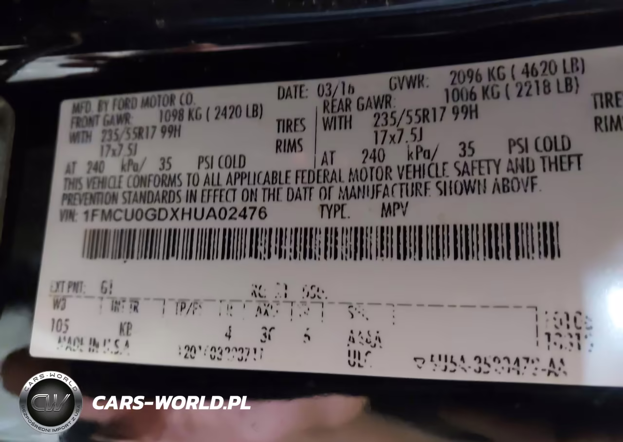 2017 Ford Escape Se VIN:1FMCU0GDXHUA02476 - 9