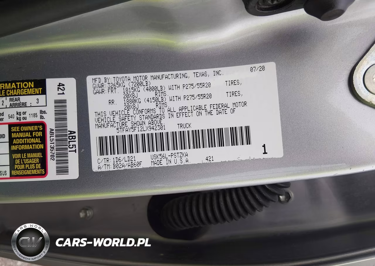 2020 Toyota Tundra 1794 Edition VIN:5TFAY5F12LX942301 - 9