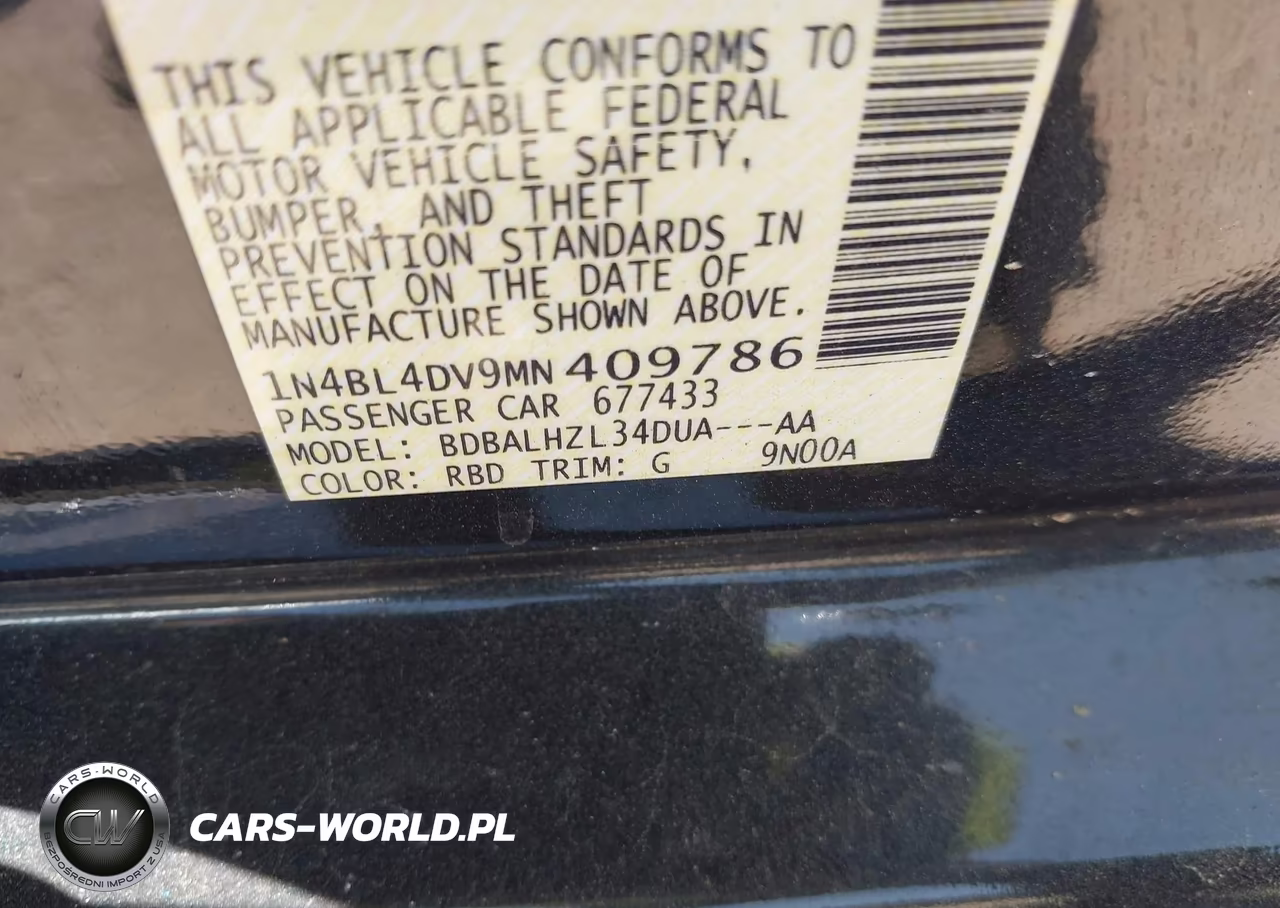 2021 Nissan Altima Sv Fwd VIN:1N4BL4DV9MN409786 - 9