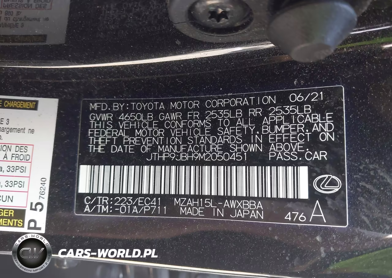 2021 Lexus Ux 250H VIN:JTHP9JBH9M2050451 - 9