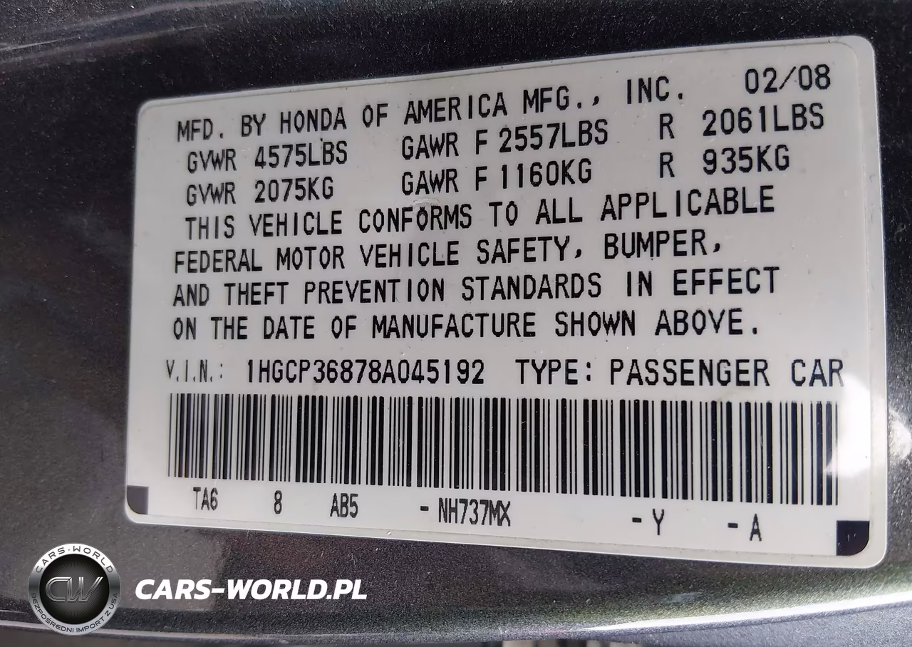 2008 Honda Accord 3.5 Ex-L VIN:1HGCP36878A045192 - 9
