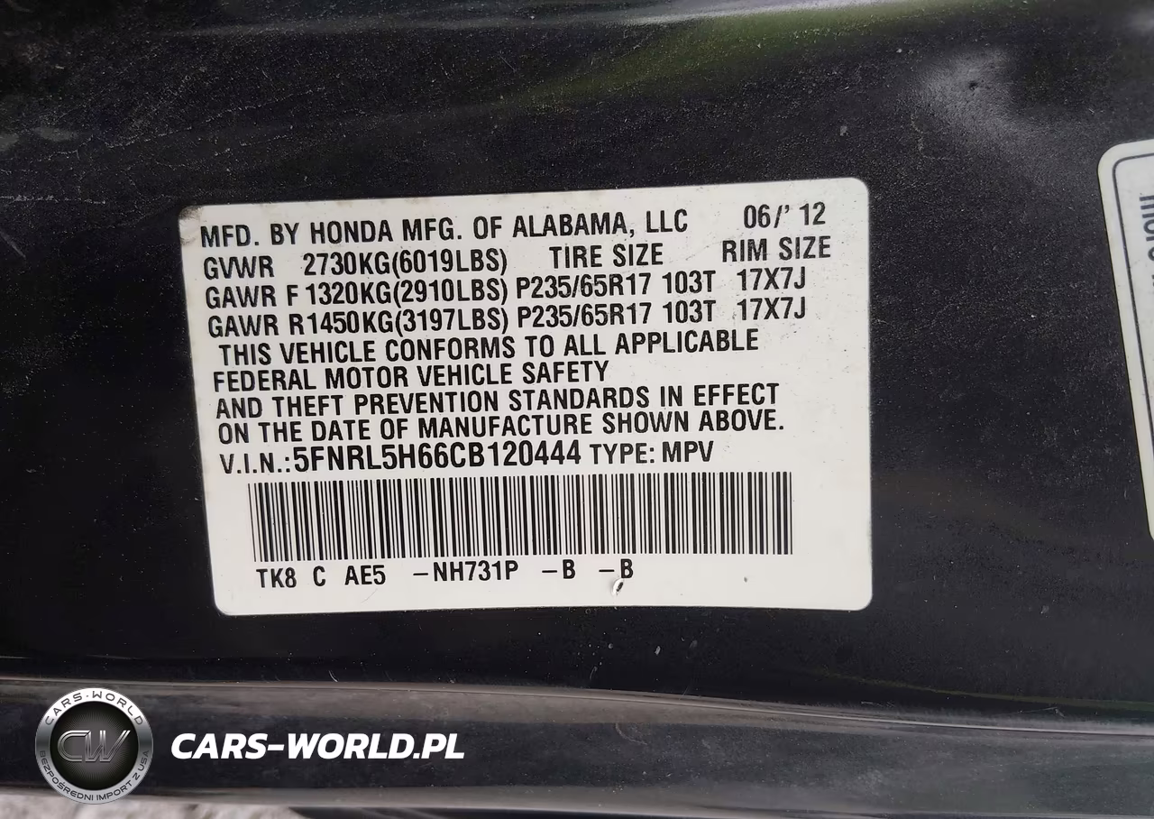 2012 Honda Odyssey Ex-L VIN:5FNRL5H66CB120444 - 9