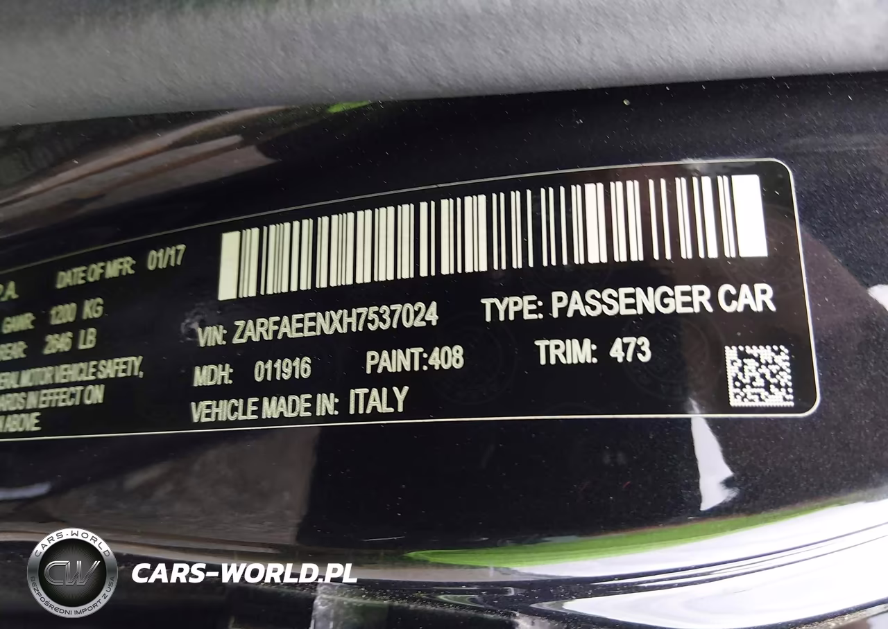 2017 Alfa Romeo Giulia Ti Awd VIN:ZARFAEENXH7537024 - 9