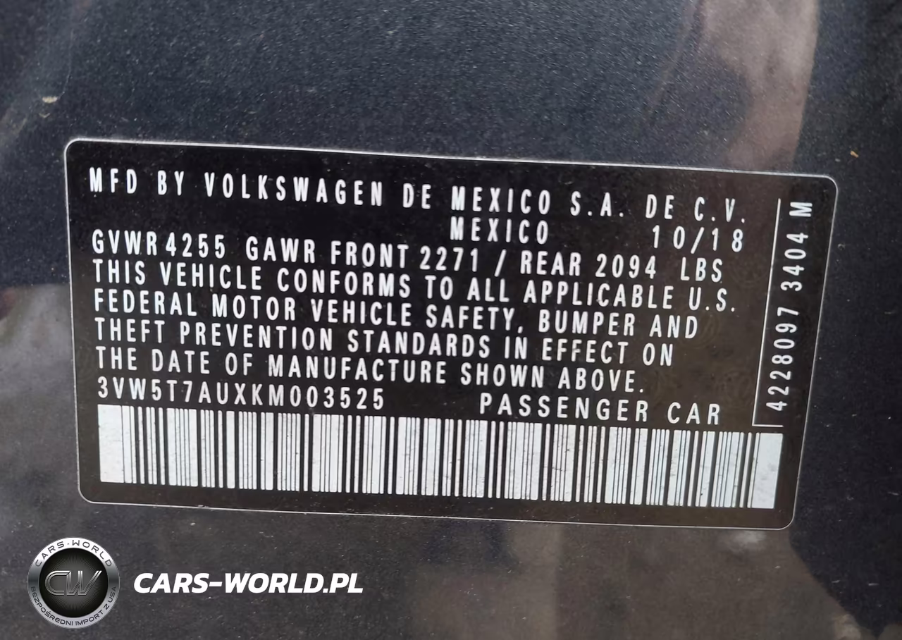 2019 Volkswagen Golf Gti 2.0T Autobahn-2.0T Rabbit Edition-2.0T S-2.0T Se VIN:3VW5T7AUXKM003525 - 9