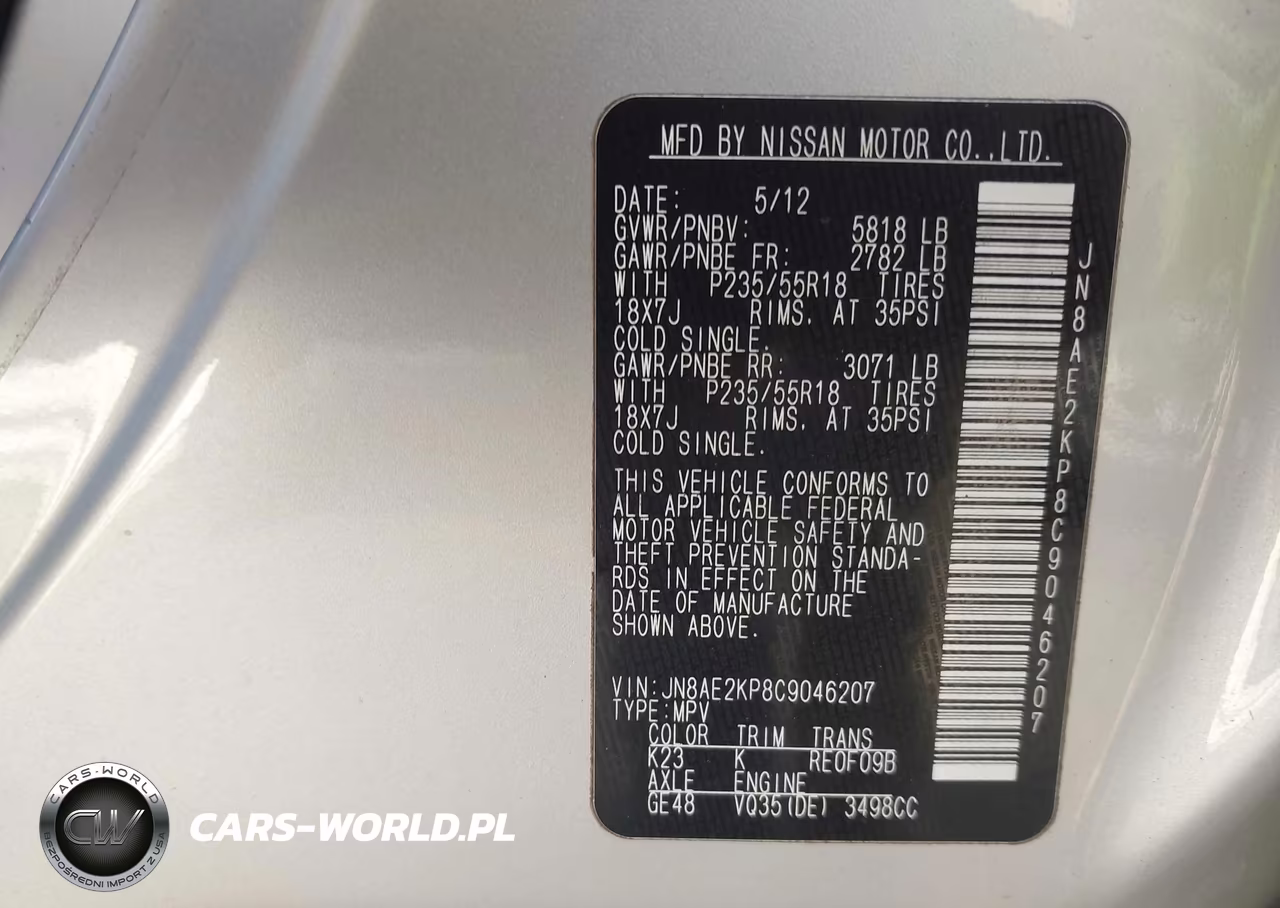 2012 Nissan Quest Le VIN:JN8AE2KP8C9046207 - 9