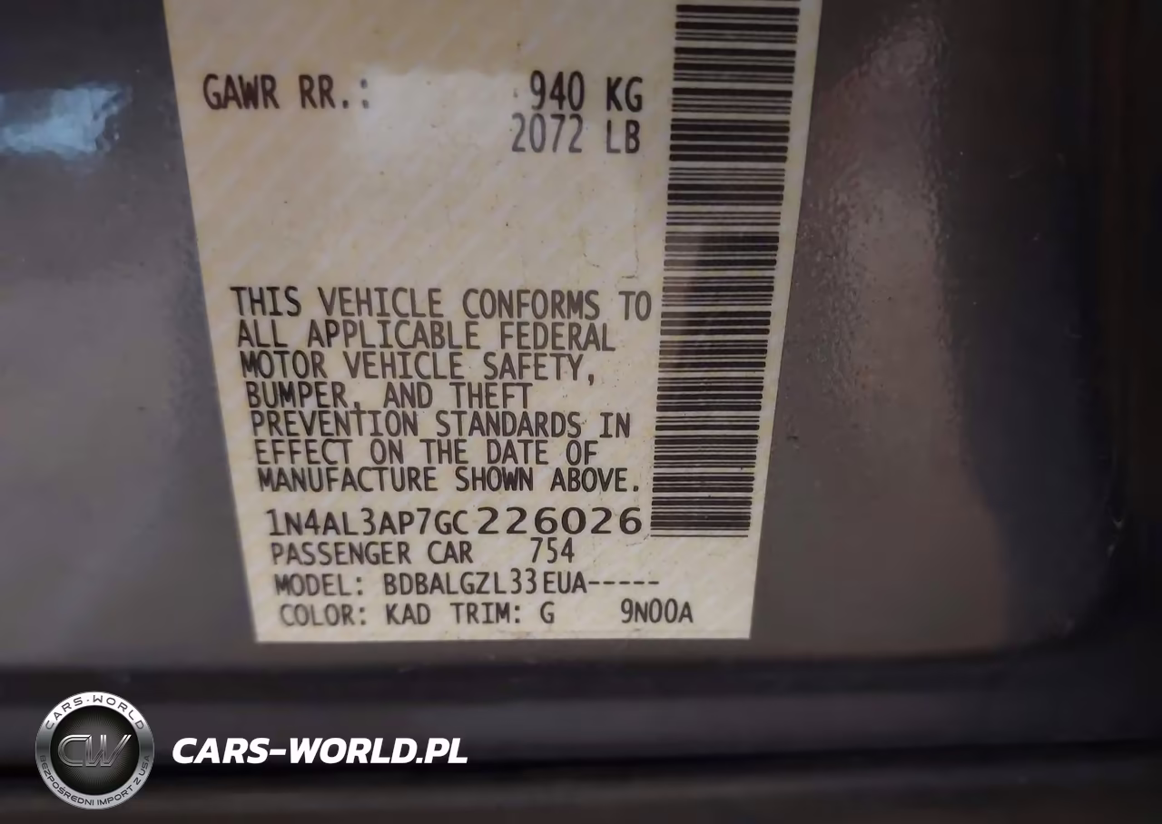 2016 Nissan Altima 2.5-2.5 S-2.5 Sl-2.5 Sr-2.5 Sv VIN:1N4AL3AP7GC226026 - 9