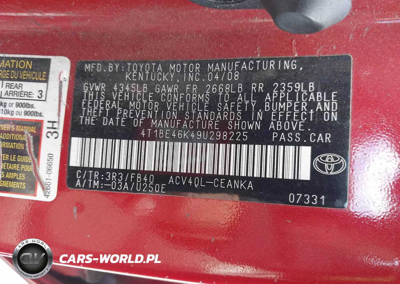 2009 Toyota Camry Le VIN:4T1BE46K49U298225 - 9