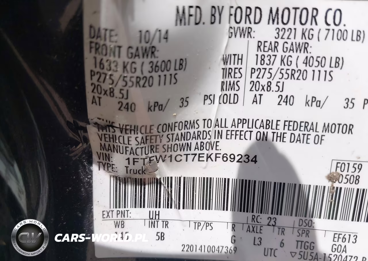 2014 Ford F-150 Fx2 VIN:1FTFW1CT7EKF69234 - 9
