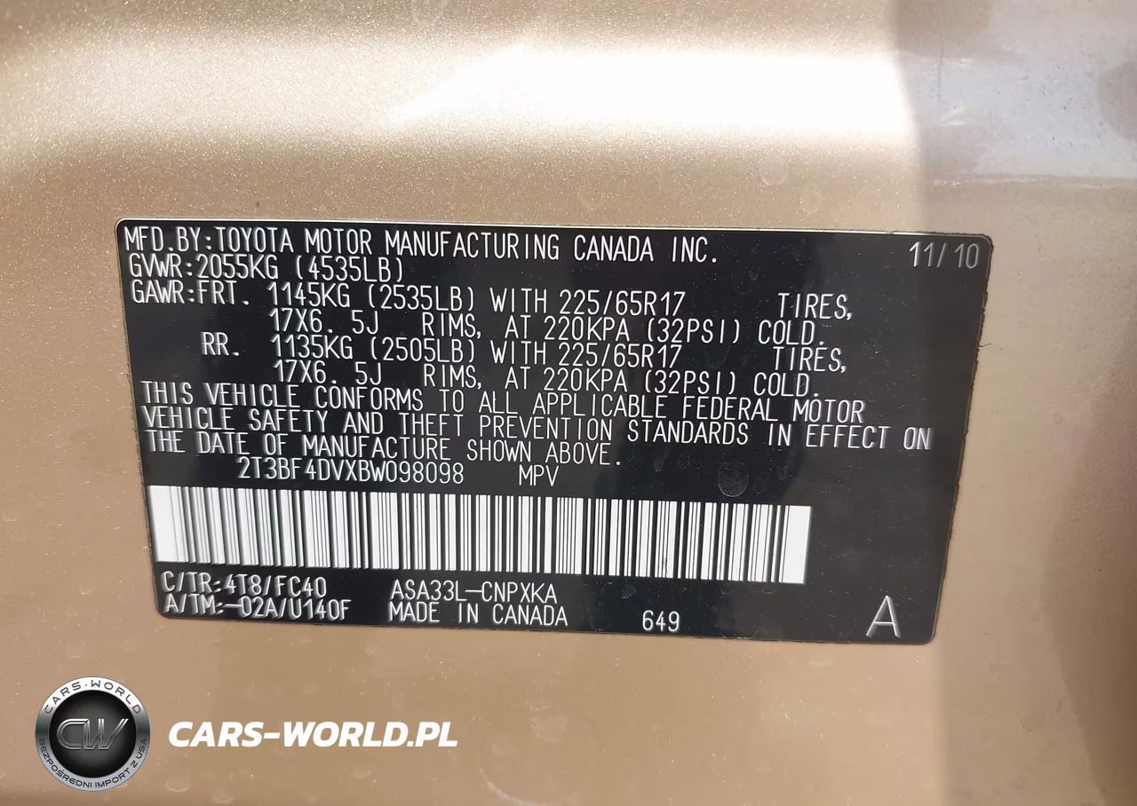 2011 Toyota Rav4 VIN:2T3BF4DVXBW098098 - 9