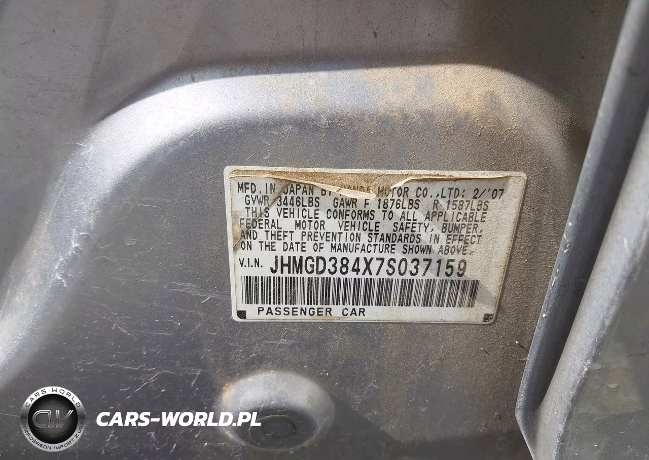 2007 Honda Fit VIN:JHMGD384X7S037159 - 9