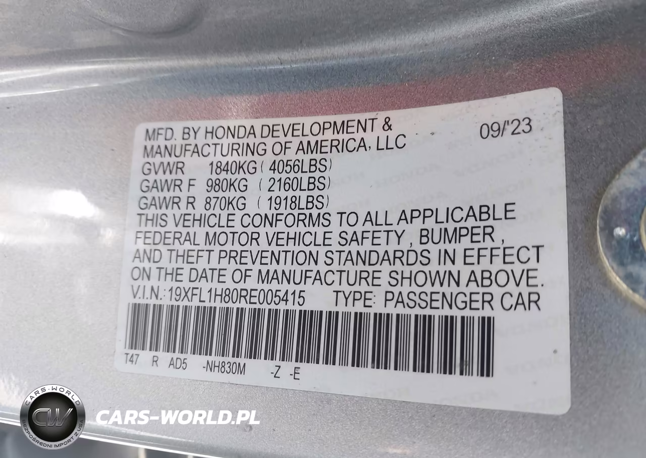 2024 Honda Civic Sport Touring VIN:19XFL1H80RE005415 - 9