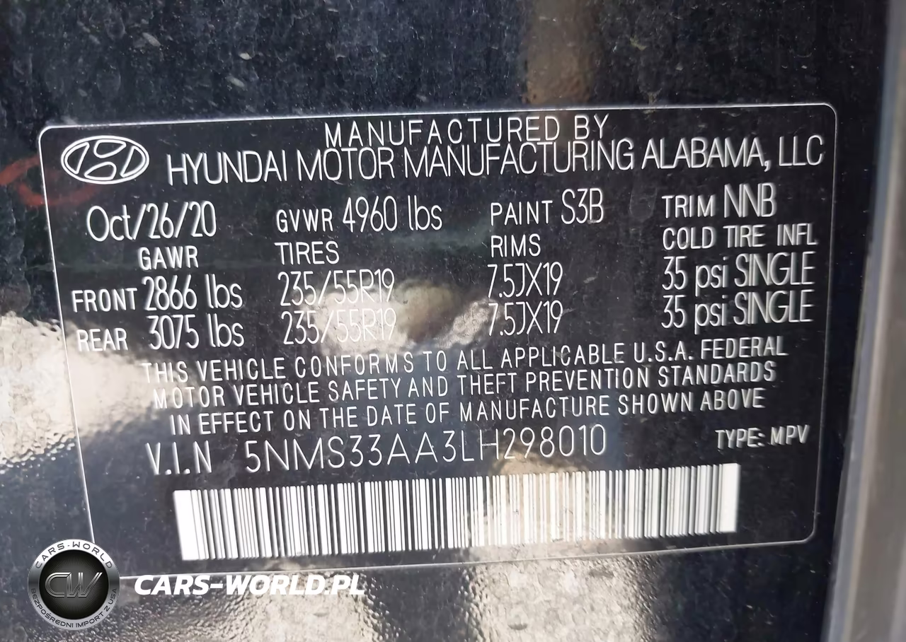 2020 Hyundai Santa Fe Sel 2.0T VIN:5NMS33AA3LH298010 - 9