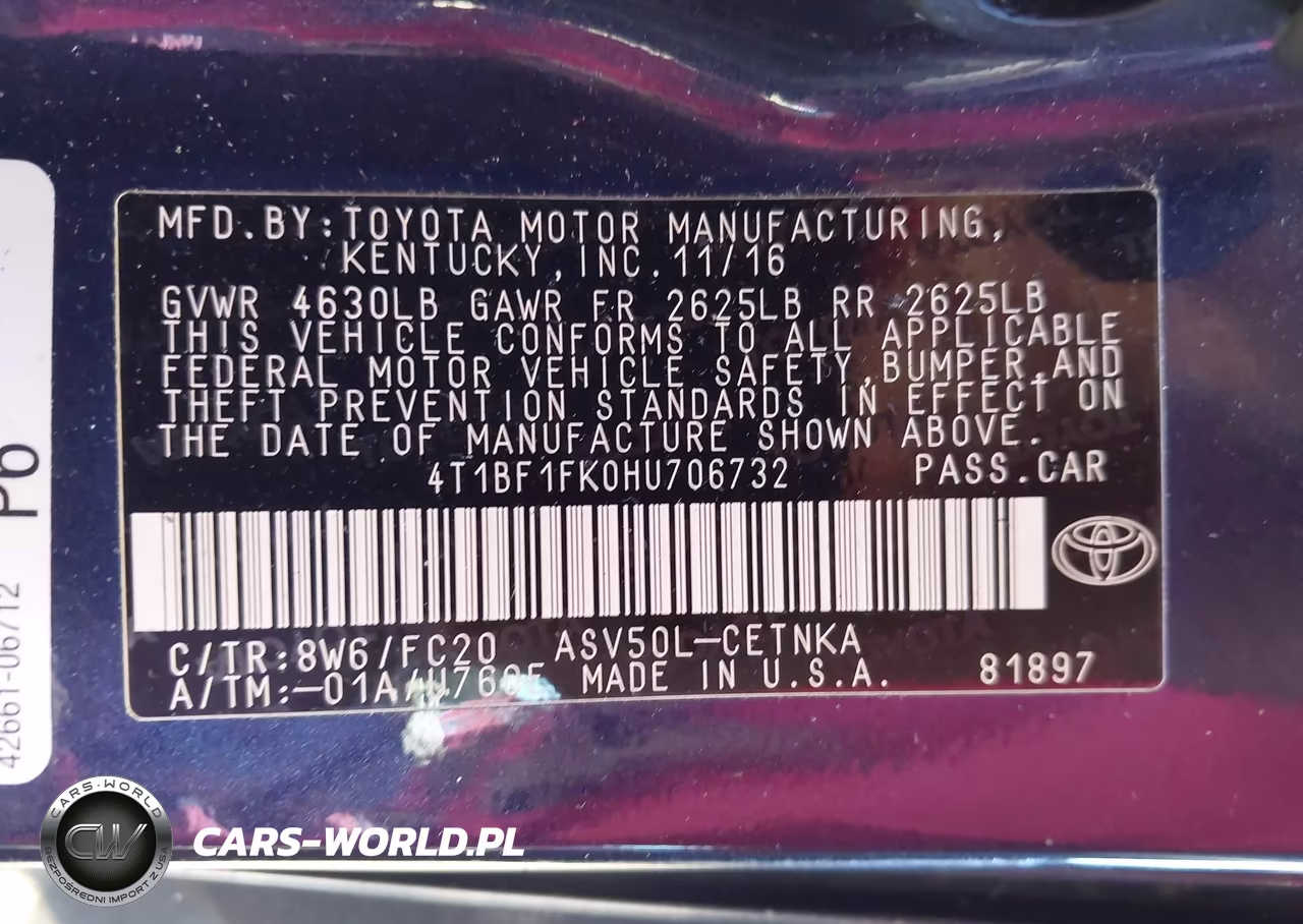 2017 Toyota Camry Le VIN:4T1BF1FK0HU706732 - 9