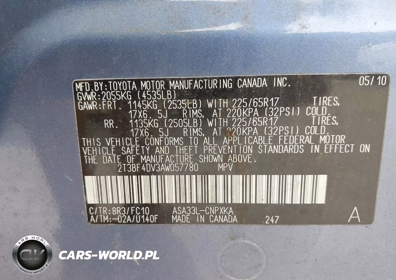 2010 Toyota Rav4 VIN:2T3BF4DV3AW057780 - 9