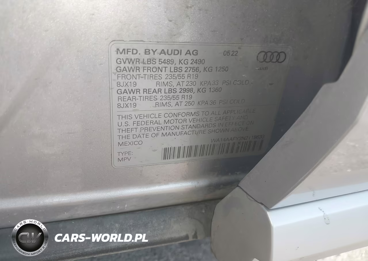 2022 Audi Q5 Sportback Premium 45 Tfsi S Line Quattro S Tronic VIN:WA14AAFY3N2118633 - 9
