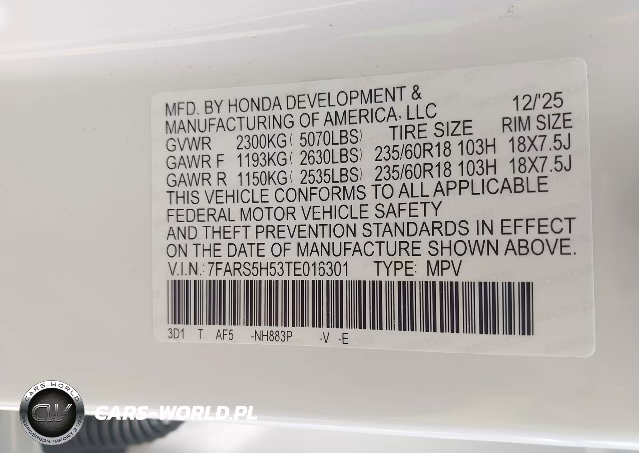 2026 Honda Cr-V Hybrid 2Wd Sport VIN:7FARS5H53TE016301 - 9