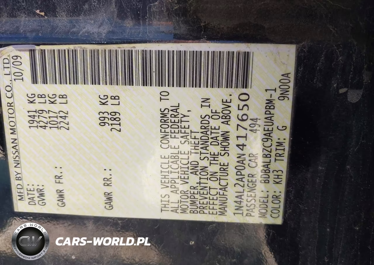 2010 Nissan Altima 2.5 S VIN:1N4AL2AP0AN417650 - 9