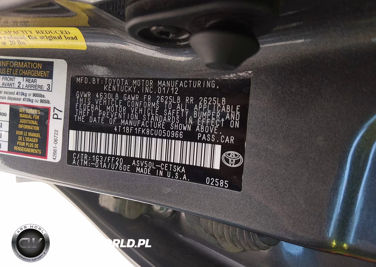 2012 Toyota Camry Se VIN:4T1BF1FK8CU050966 - 9