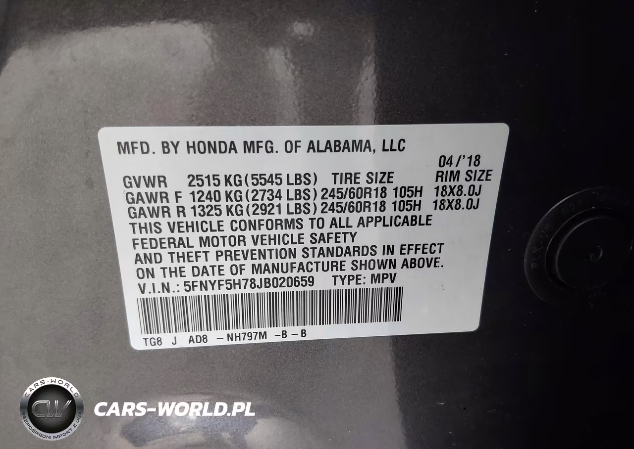 2018 Honda Pilot Ex-L VIN:5FNYF5H78JB020659 - 9
