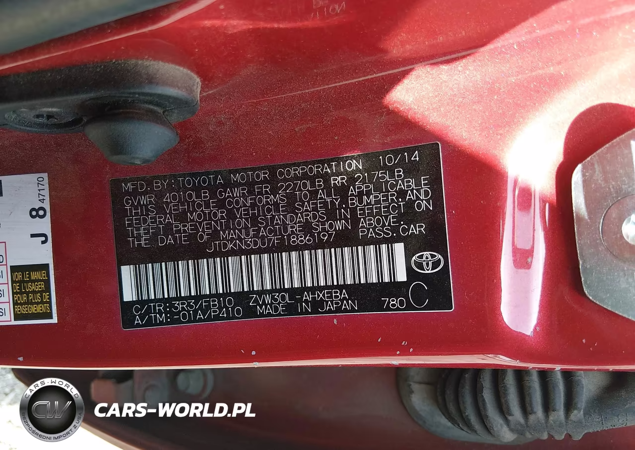 2015 Toyota Prius Two VIN:JTDKN3DU7F1886197 - 9