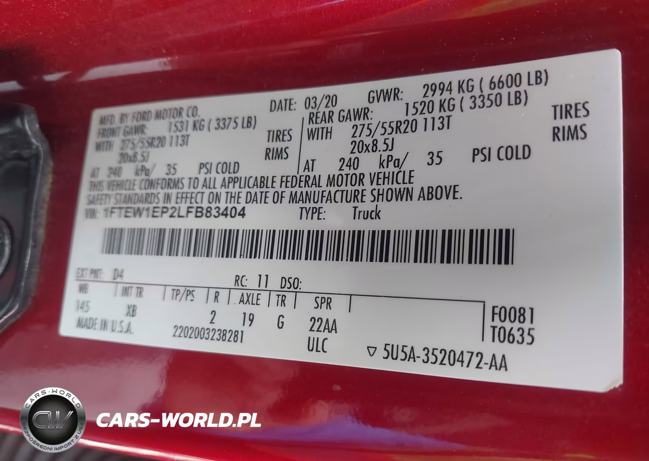 2020 Ford F-150 Xlt VIN:1FTEW1EP2LFB83404 - 9