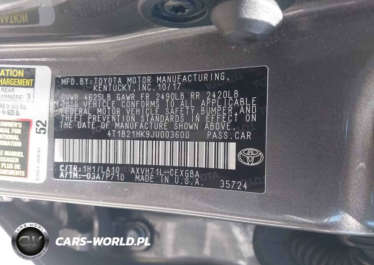 2018 Toyota Camry Hybrid Xle VIN:4T1B21HK9JU003600 - 9
