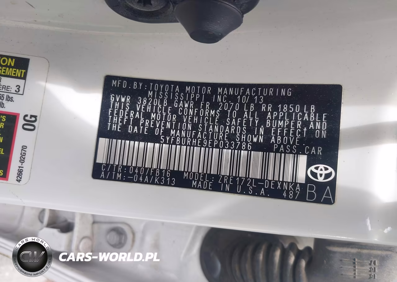 2014 Toyota Corolla Le Plus VIN:5YFBURHE9EP033786 - 9