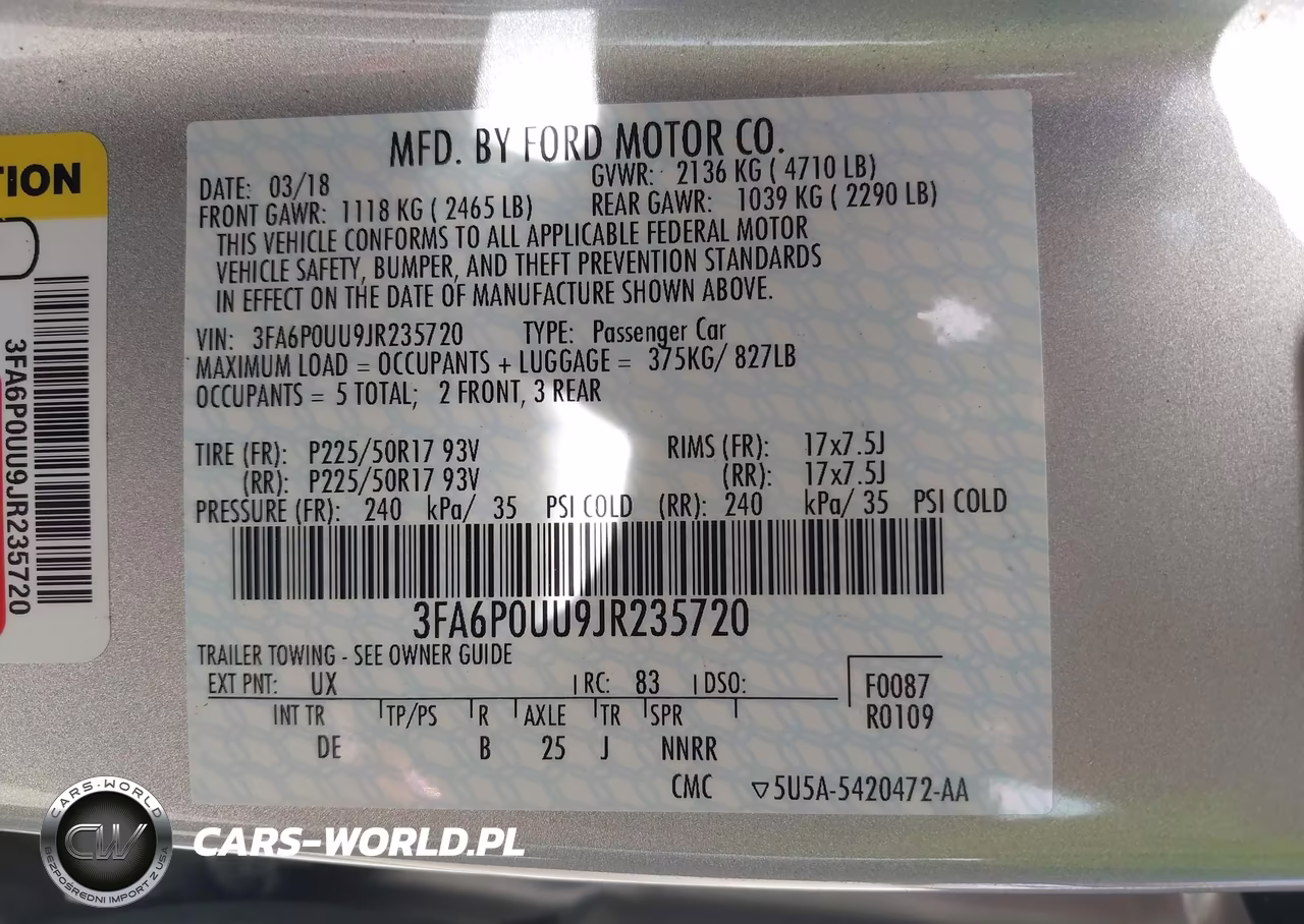 2018 Ford Fusion Hybrid S VIN:3FA6P0UU9JR235720 - 9