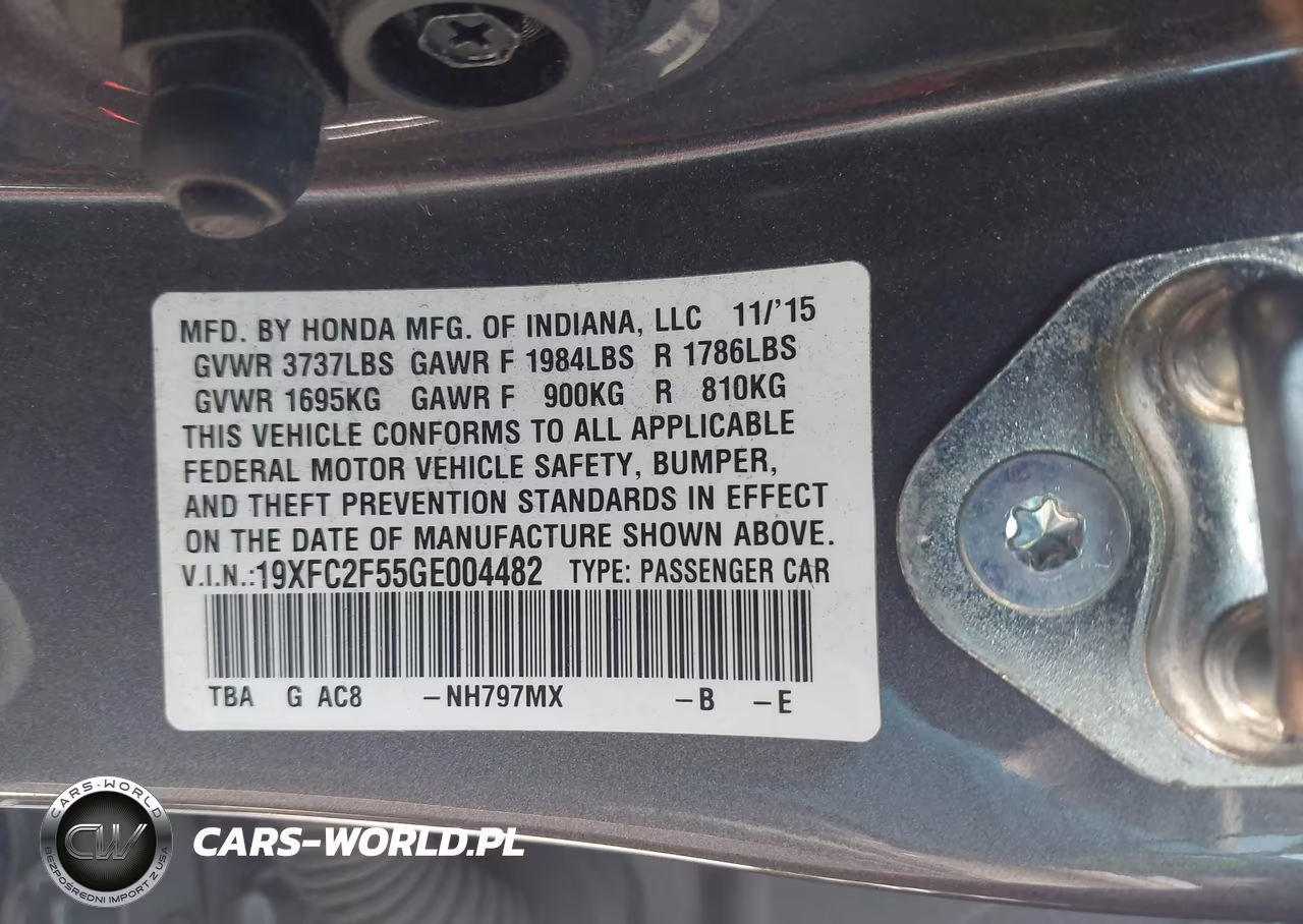 2016 Honda Civic Lx VIN:19XFC2F55GE004482 - 9