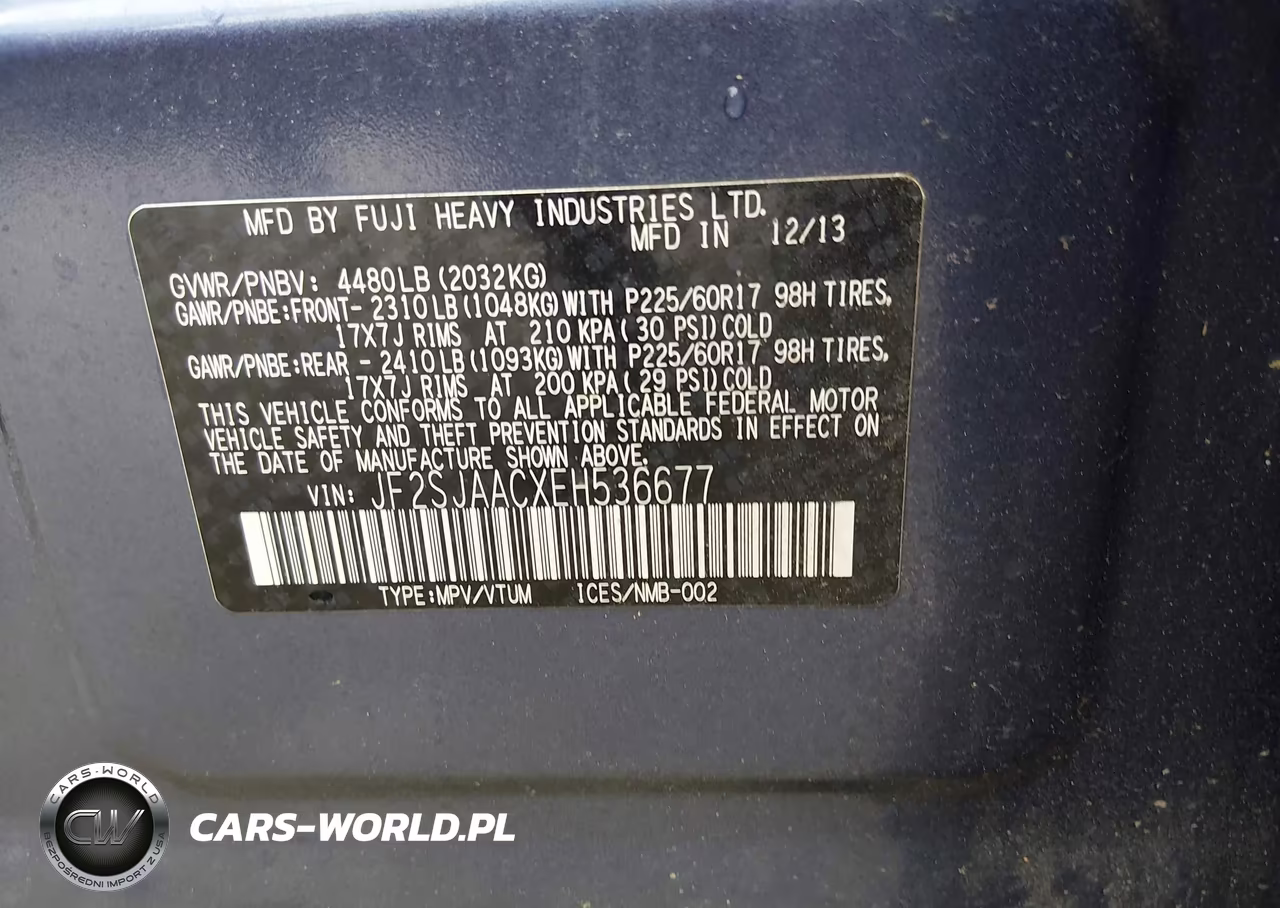 2014 Subaru Forester 2.5I VIN:JF2SJAACXEH536677 - 9