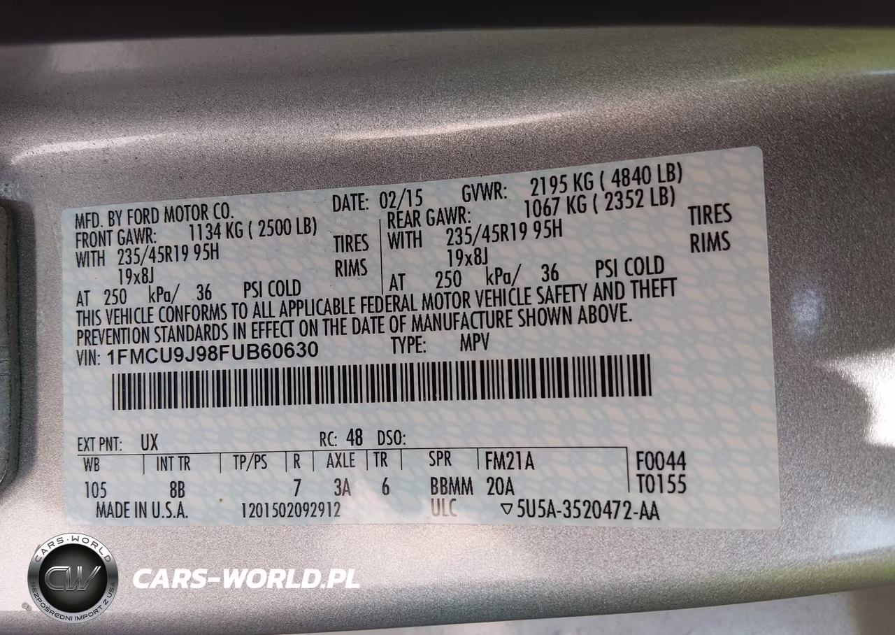 2015 Ford Escape Titanium VIN:1FMCU9J98FUB60630 - 9