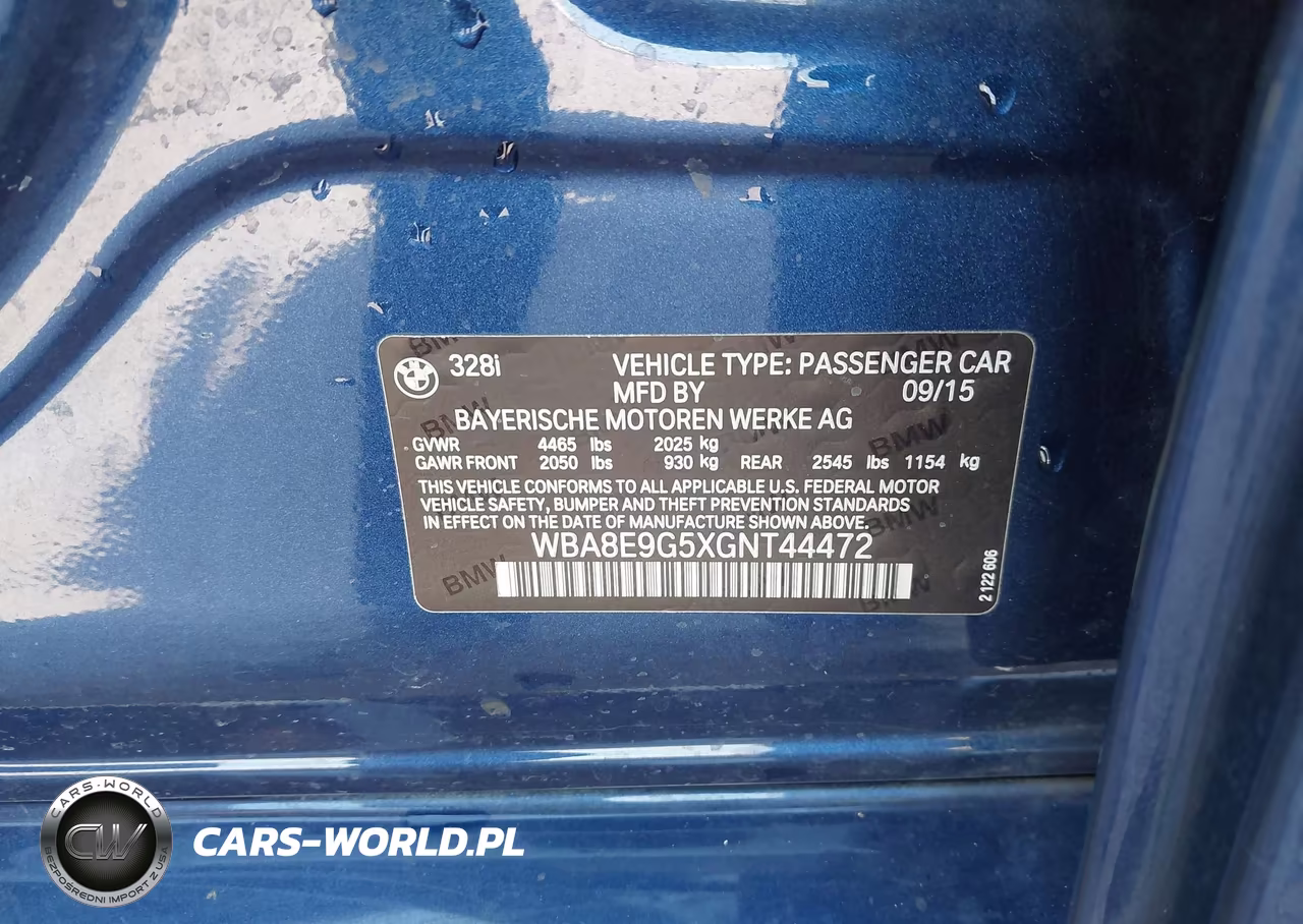 2016 BMW 328I VIN:WBA8E9G5XGNT44472 - 9