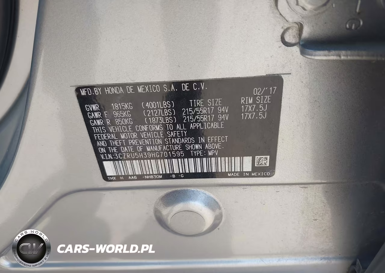 2017 Honda Hr-V Lx VIN:3CZRU5H39HG701595 - 9