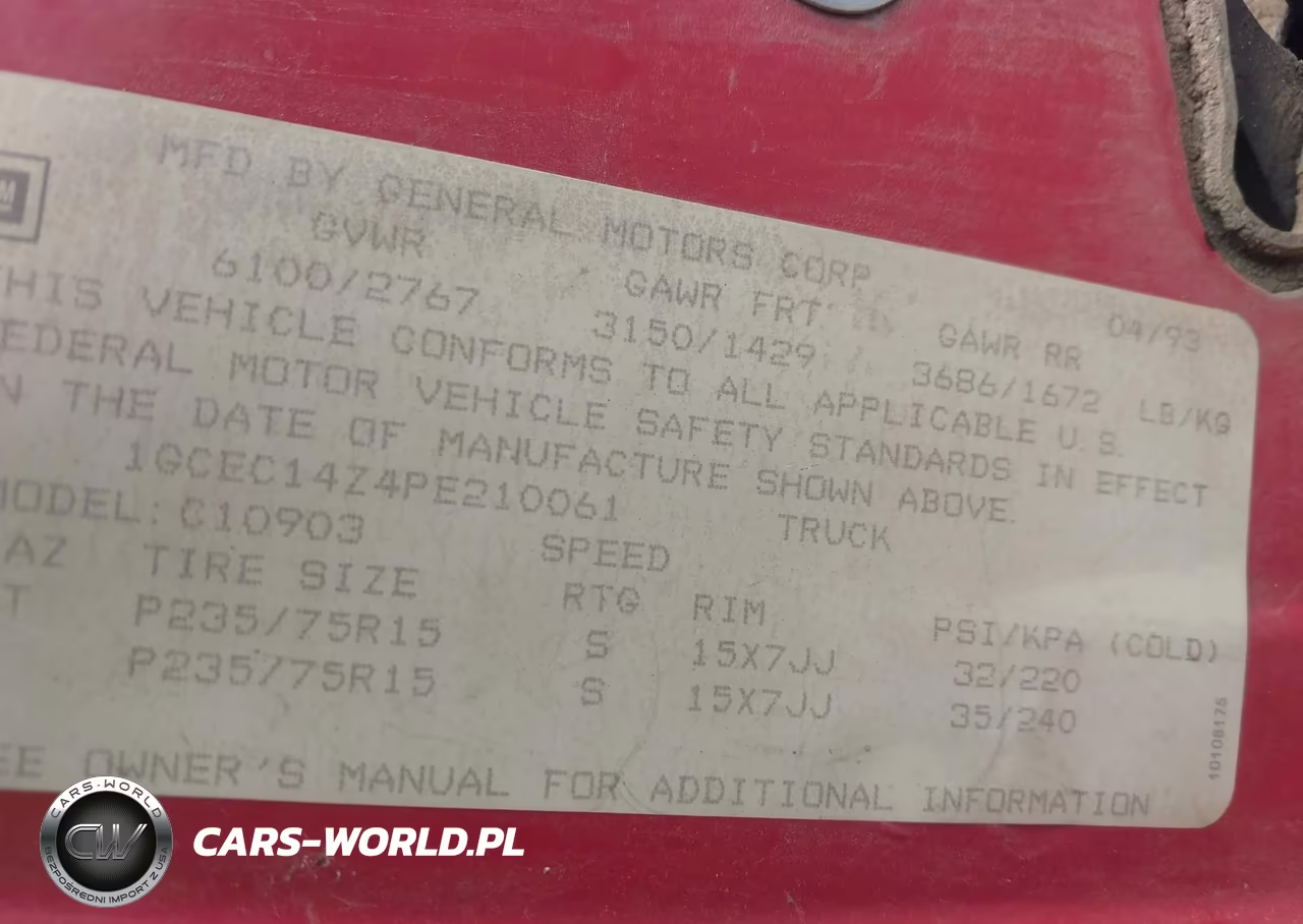 1993 Chevrolet Gmt-400 C1500 VIN:1GCEC14Z4PE210061 - 9