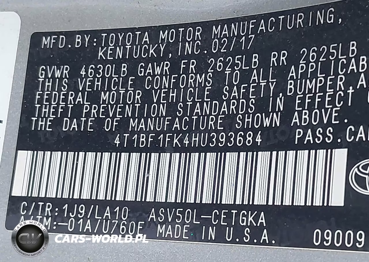 2017 Toyota Camry Xle VIN:4T1BF1FK4HU393684 - 9