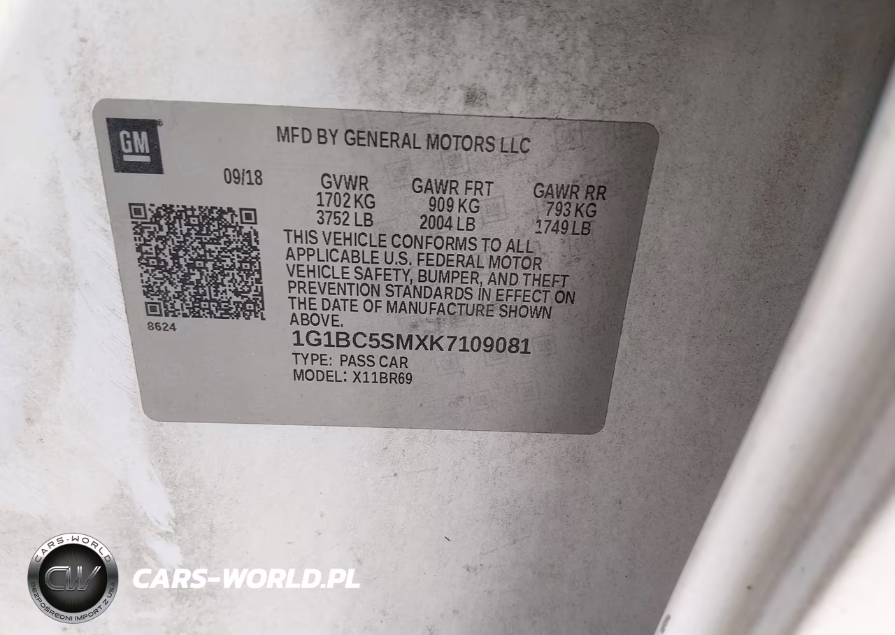 2019 Chevrolet Cruze Ls VIN:1G1BC5SMXK7109081 - 9