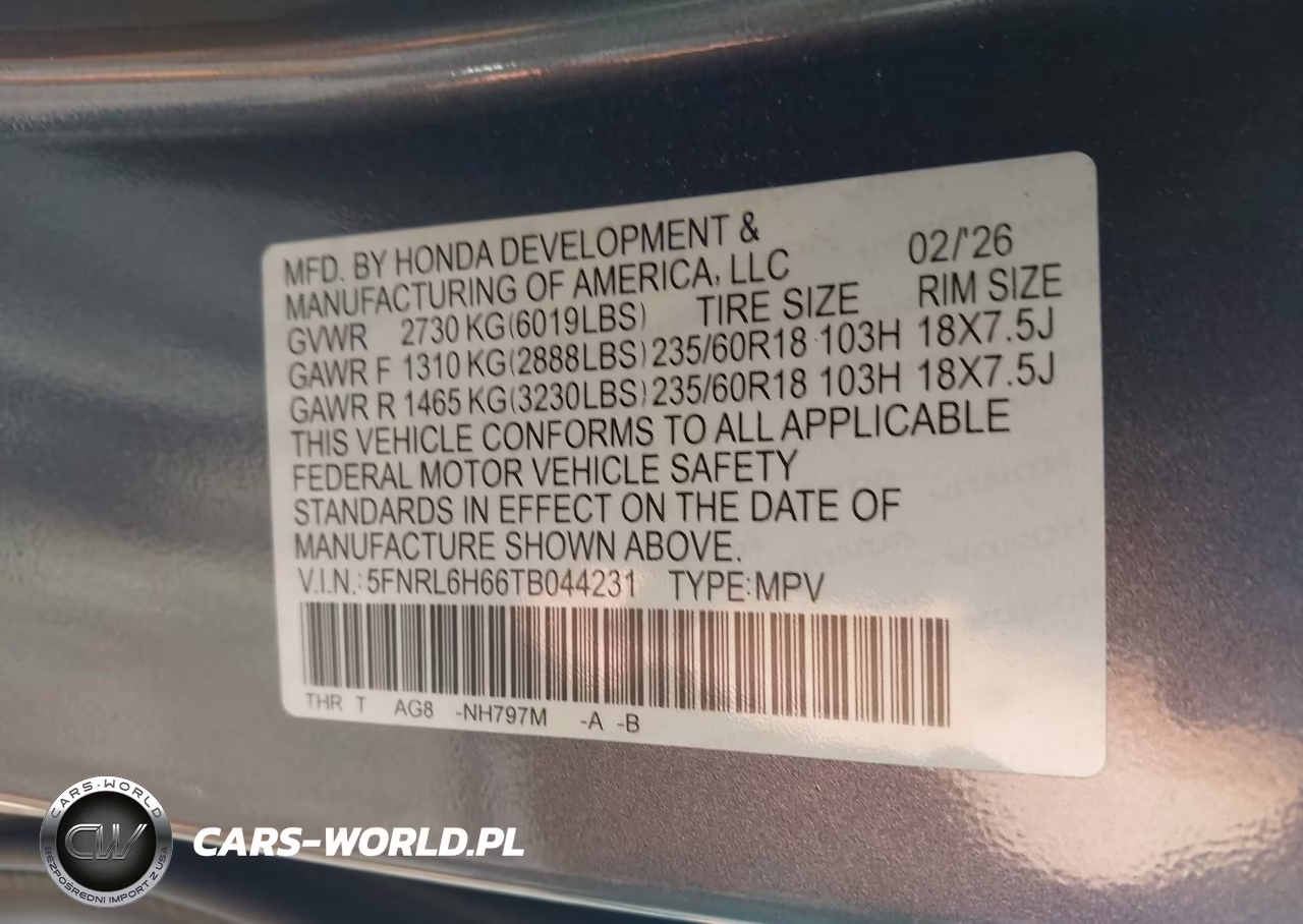 2026 Honda Odyssey Ex-L VIN:5FNRL6H66TB044231 - 9