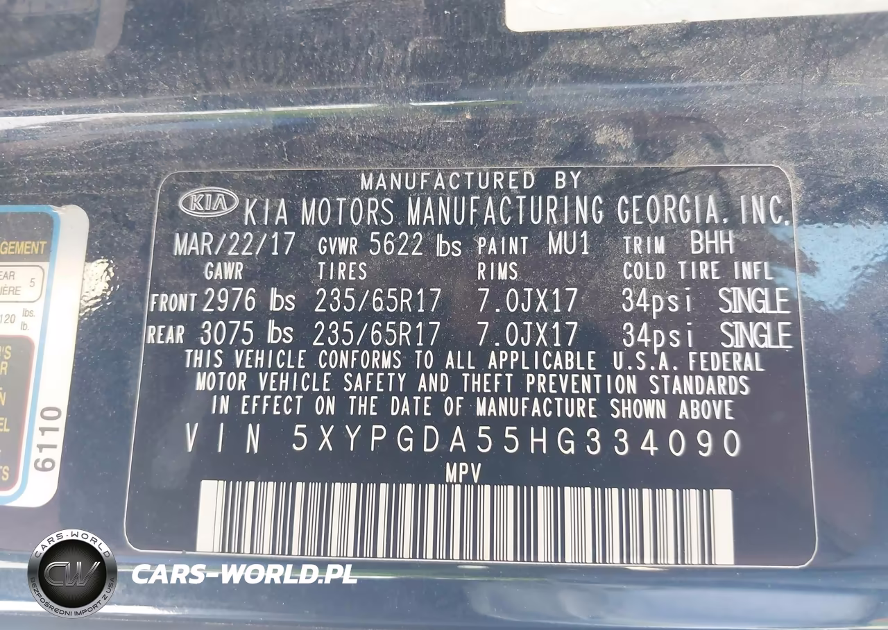 2017 Kia Sorento 3.3L Lx VIN:5XYPGDA55HG334090 - 9