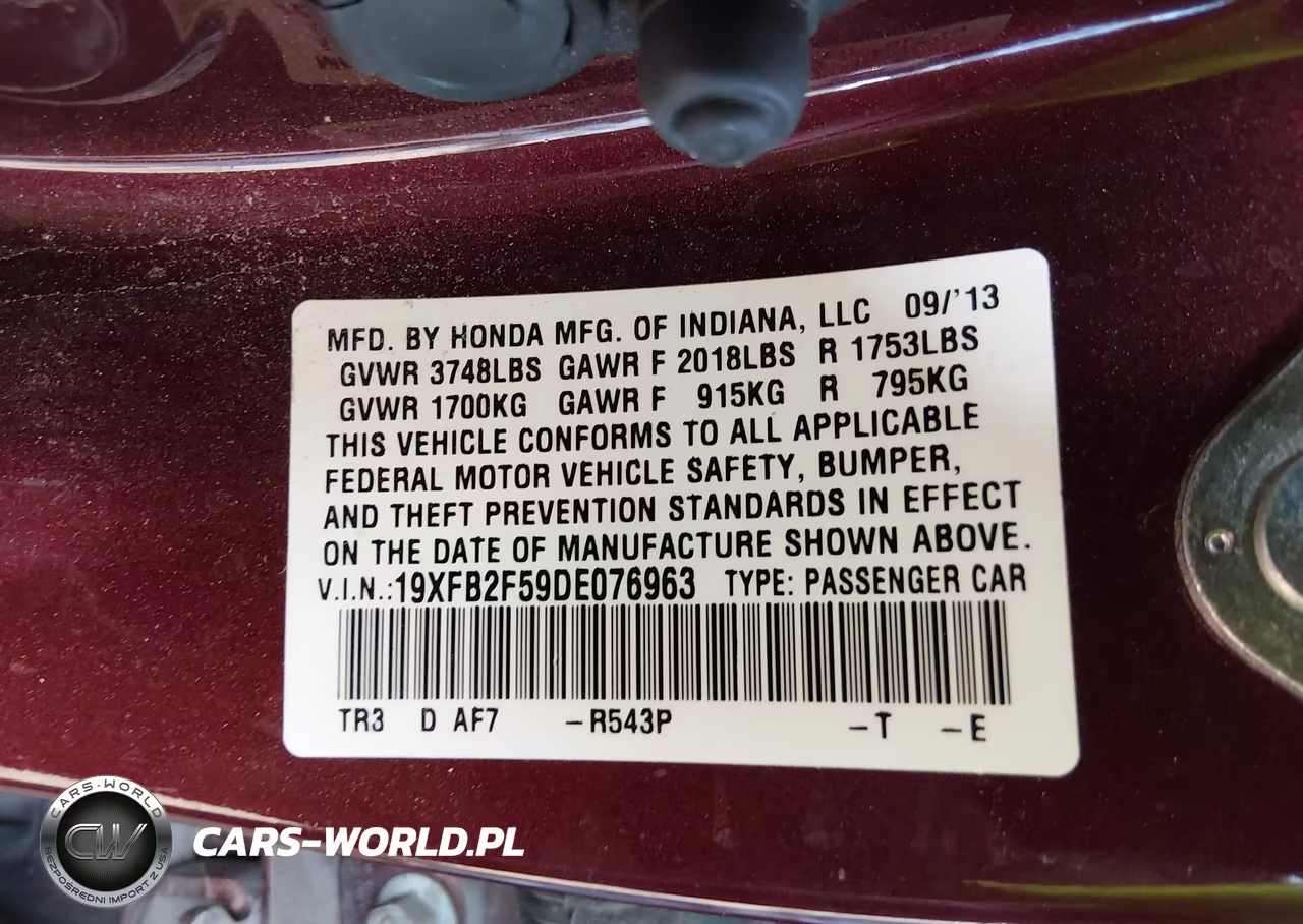 2013 Honda Civic Lx VIN:19XFB2F59DE076963 - 9