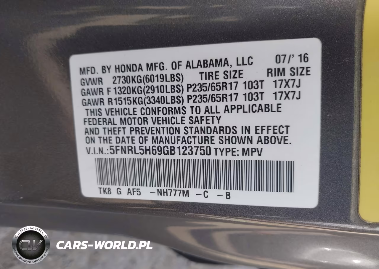 2016 Honda Odyssey Ex-L VIN:5FNRL5H69GB123750 - 9