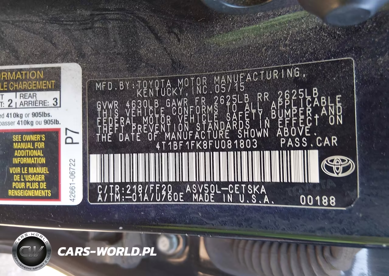 2015 Toyota Camry Se VIN:4T1BF1FK8FU081803 - 9