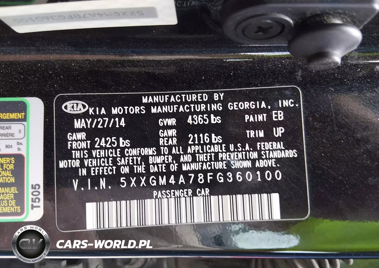 2015 Kia Optima Lx VIN:5XXGM4A78FG360100 - 9