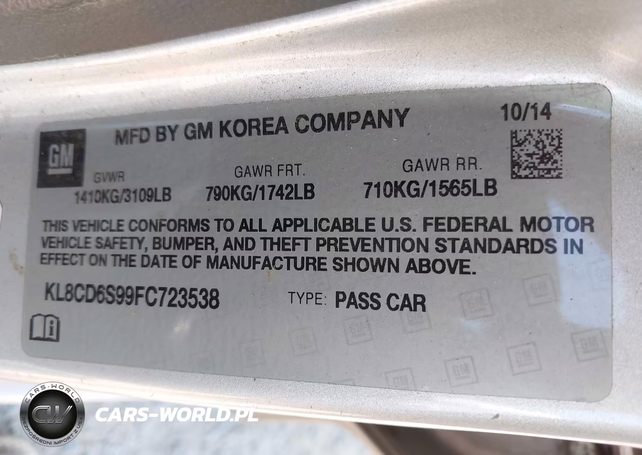 2015 Chevrolet Spark 1Lt Cvt VIN:KL8CD6S99FC723538 - 9