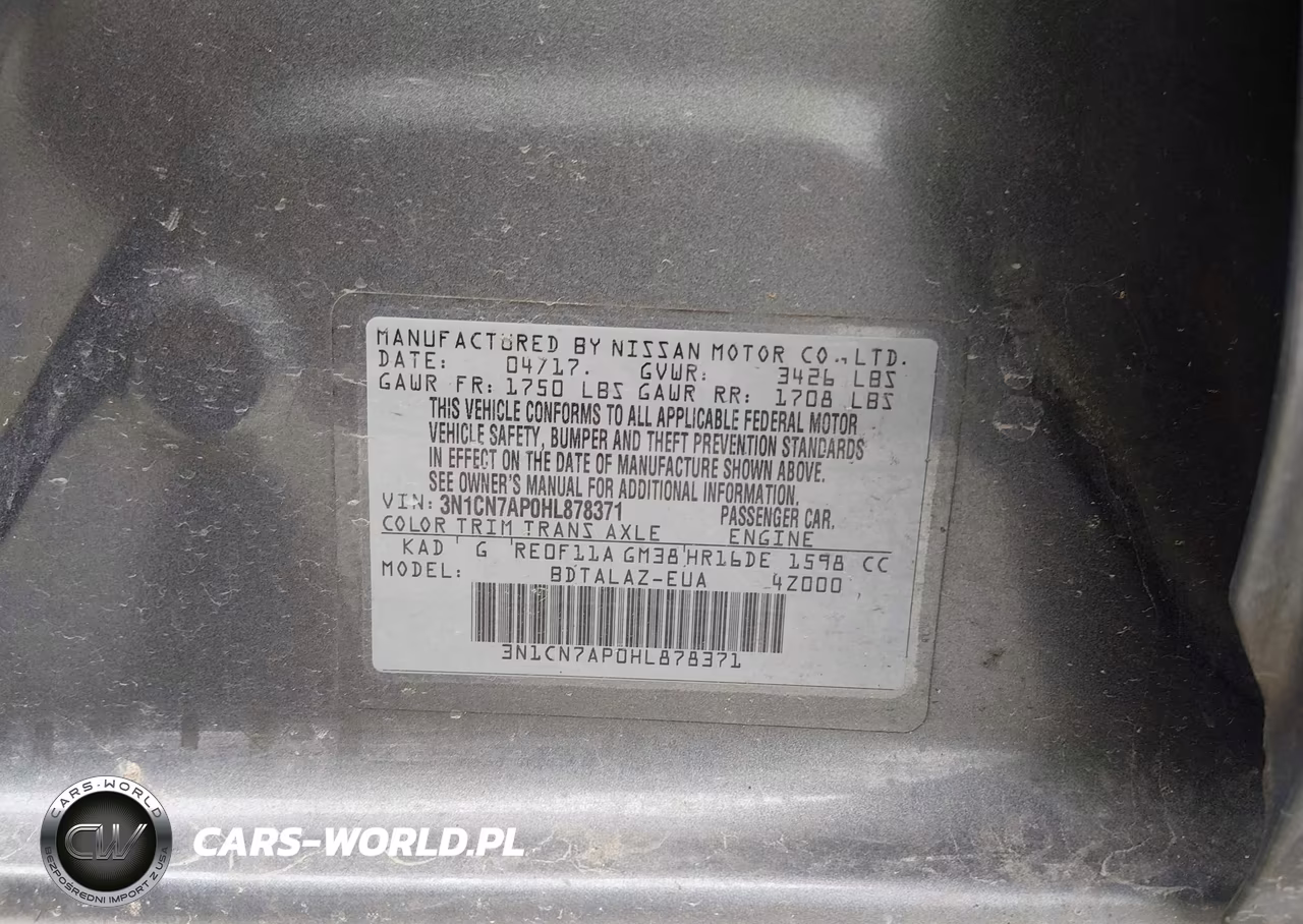 2017 Nissan Versa 1.6 S+ VIN:3N1CN7AP0HL878371 - 9