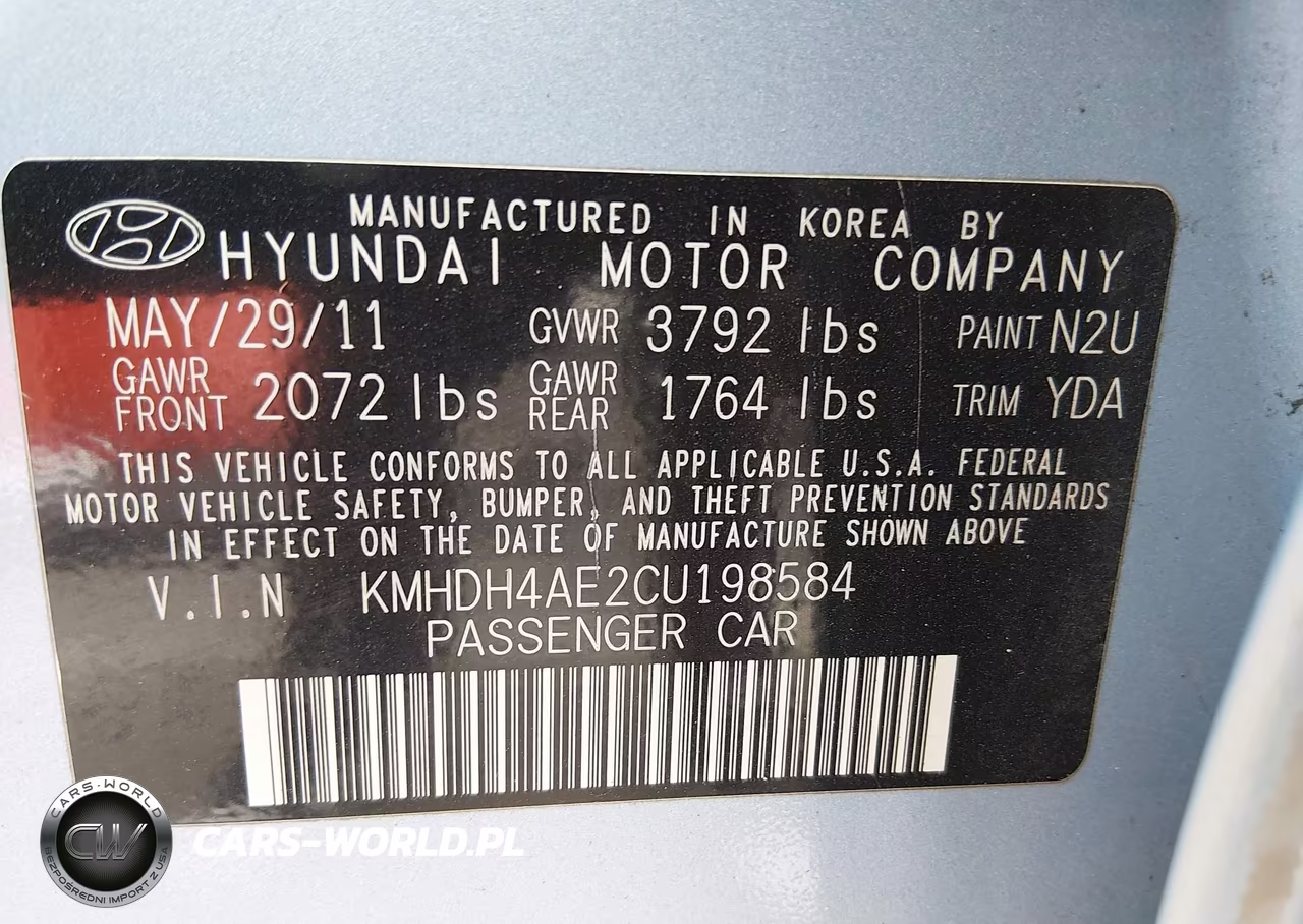 2012 Hyundai Elantra Limited (Ulsan Plant) VIN:KMHDH4AE2CU198584 - 9