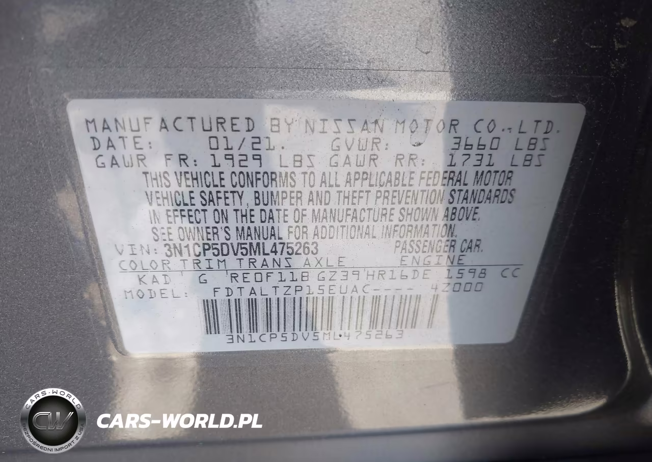 2021 Nissan Kicks Sr Xtronic Cvt VIN:3N1CP5DV5ML475263 - 9