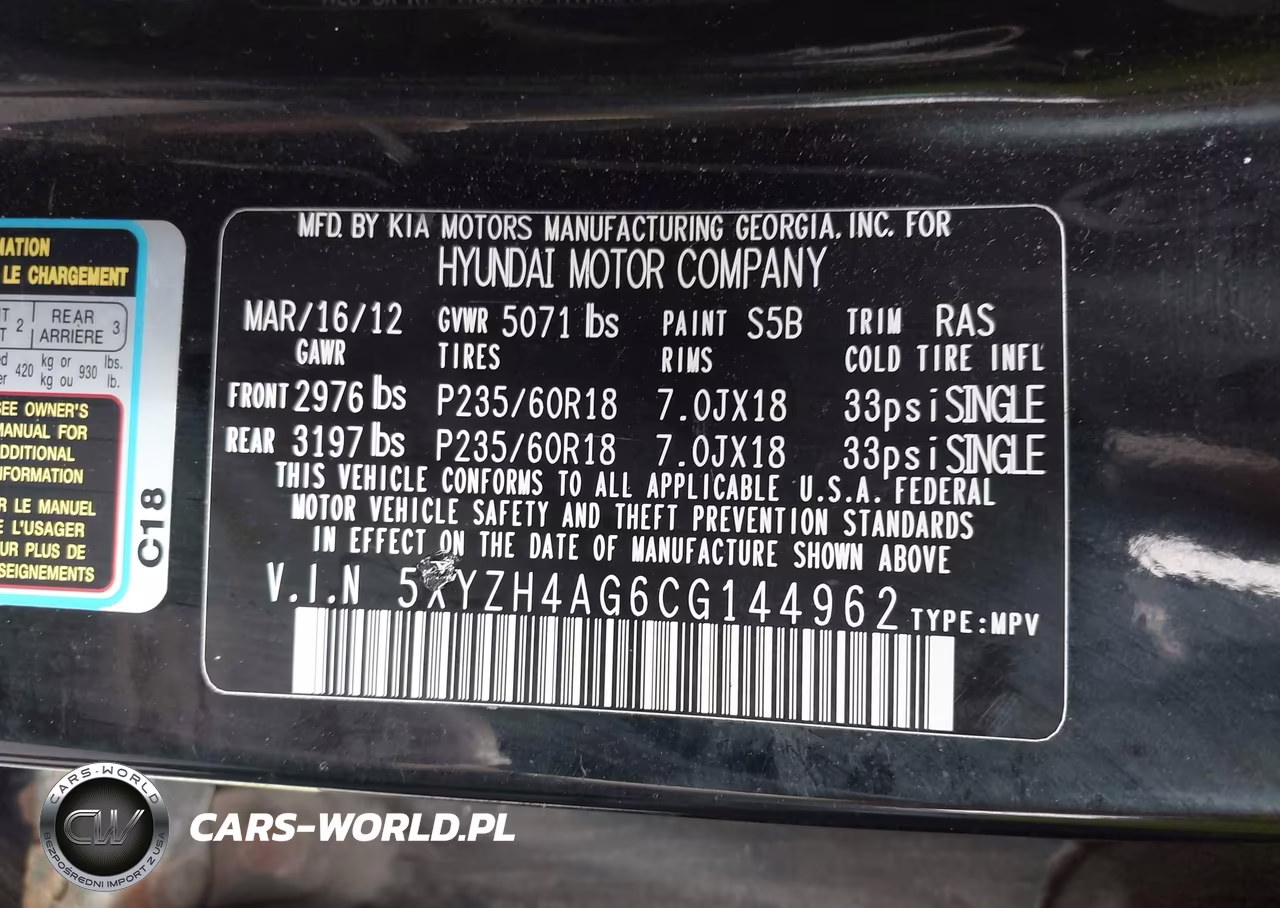 2012 Hyundai Santa Fe Se VIN:5XYZH4AG6CG144962 - 9